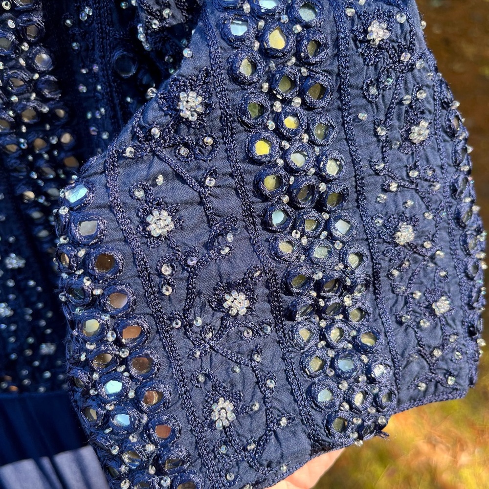 90s April Cornell Beaded Mirror Maxi Dress / Formal Gown - Picture 3 of 16